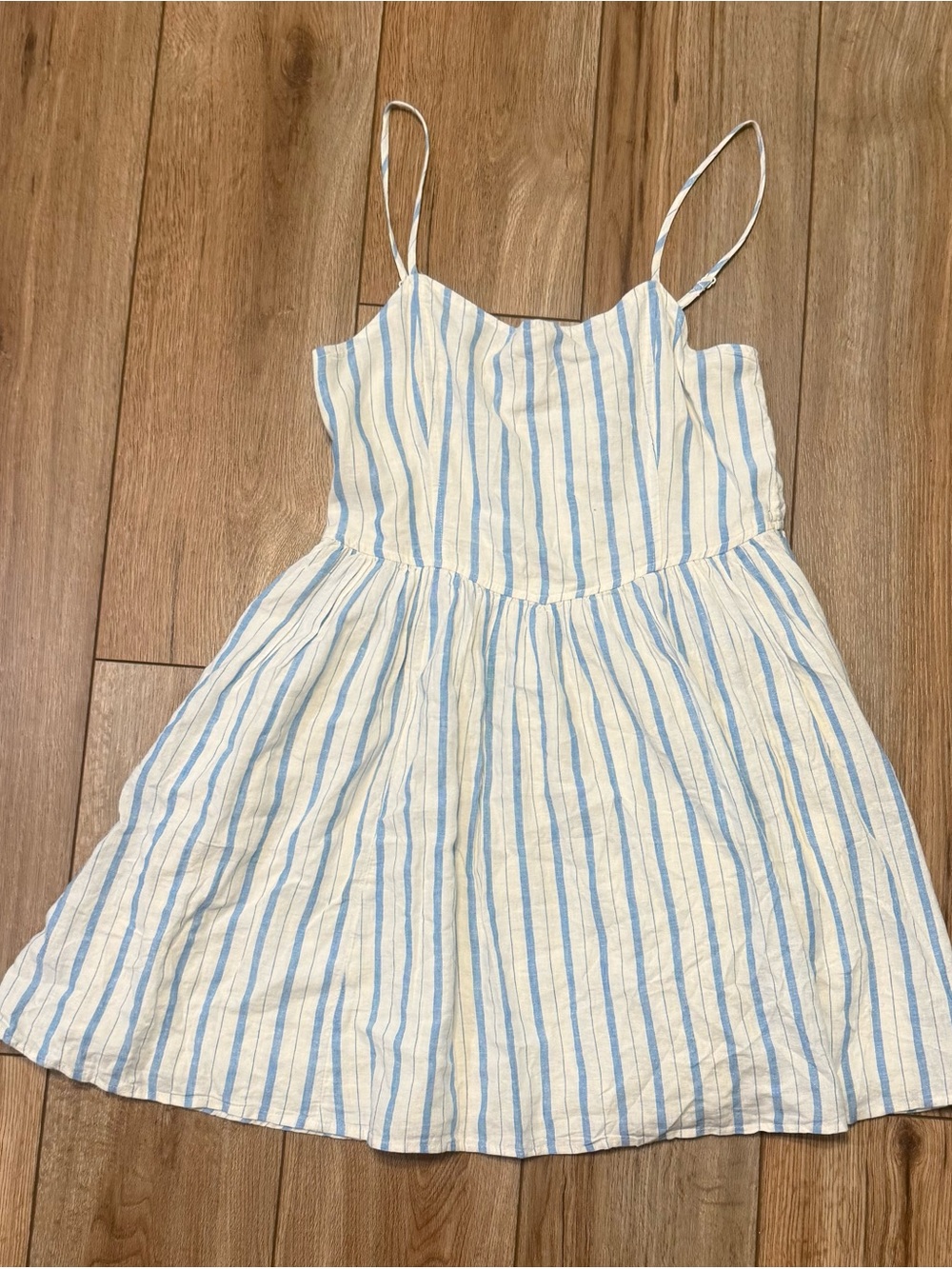 NWT American Eagle Outfitters White & Light Blue Striped Strap Mini Dress